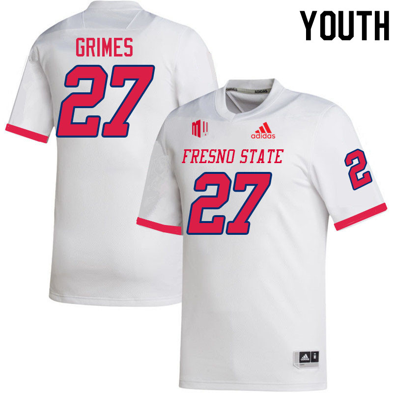 Youth #27 Gerayas Grimes Fresno State Bulldogs College Football Jerseys Stitched-White